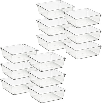 KUBER INDUSTRIES 12 Compartments Acrylic Desk Organizers(Transparent)
