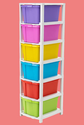 Pinkwhale 6 Compartments Plastic Modular Drawer(Multicolor)