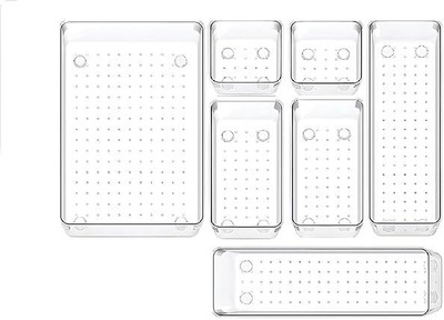 Lifewit 7 Compartments Plastic Drawer Organizer(Clear)