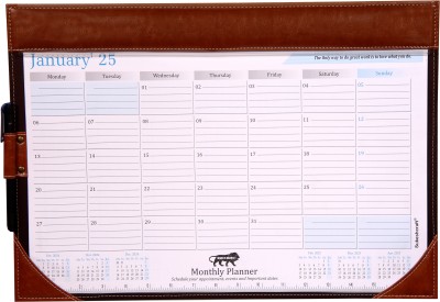 Sukeshcraft 1 Compartments pu Monthly Desk Calendar Sept. 2022 to Dec. 2023(Tan)