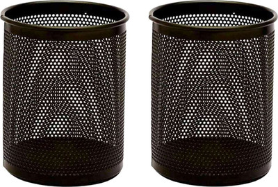 Uniphy 2 Compartments Metal pen stand(Black)