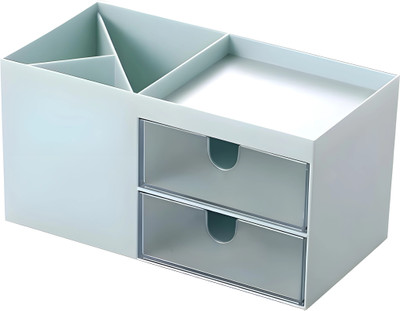 Jinila 6 Compartments Plastic Pen Pencil Stationary Storage Stand with Drawer Desk Organizer (1 pcs)(Multicolor)