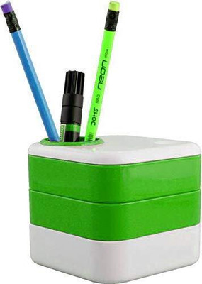 Flipco 4 Compartments Plastic Multi-functional Plastic Rotating Pen Stand, Makeup Brush Holder, Pencil Holder(Multicolor)