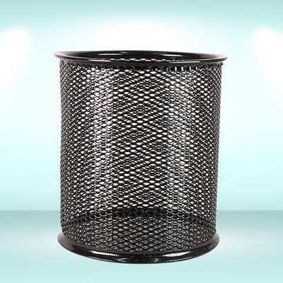 right 1 Compartments Metal Mesh Pen Stand for Office & Home Desk Stylish Stationery Organizer Pen Stand(Black)