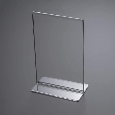 CPI 1 Compartments Acrylic Display Stand Double-Sided T Shape Table Menu Stand A6, Transparent (Set of 1)(Transparent)