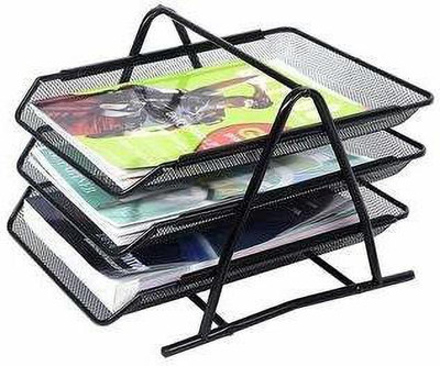 KIZJORYA 5 Compartments Metal 3 Tire document trey(Black)