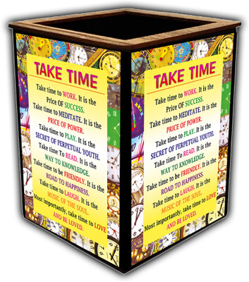 pnf 1 Compartments wooden Poster N Frames Colourful Wooden Pen Stand with Self Motivation Quotes-340(Multicolor)