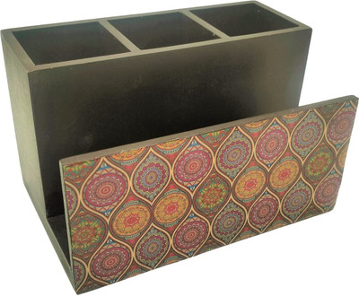 NAOE 1 Compartments Wooden Cutlery Holder(Brown)