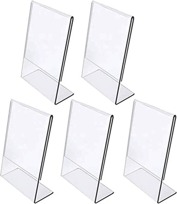 EHKO 1 Compartments Acrylic 5pcs Acrylic A5 Sign/Menu Display L shape Portrait 6x8.25 inch Sign Display(Clear)