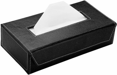 PreSolve 1 Compartments Faux Leather Tissue Box Holder(Black)