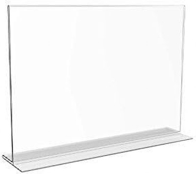 Devi Plastic Arts 1 Compartments A4 Acrylic Sign Holder, Landscape T Shape Double Sided Clear Frames ,Document Menu Table Stand for Office, Store -Landscape -8.5x11 Inches(Transparent)