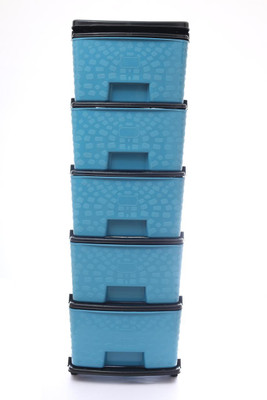Nejadhari 5 Compartments Plastic Multi-Functional Storage Drawer Cabinet Storage Organizer with Drawers(Blue)