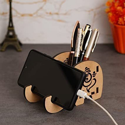 SHREE RAM IMPEX 2 Compartments Wooden Pen and Phone Stand(Brown)