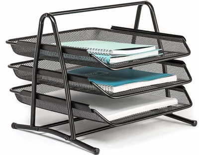 DONDA 3 Compartments Mesh Metal File Rack(Black)