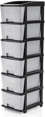 Hirthstore 6 Compartments Plastic Chest of Drawers(Grey)