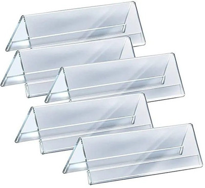 DELITON 2 Compartments Acrylic Acrylic Name Plate Table & Desk Name Plate for Office 2 x 10 Inch Pack of 5(Transparent)