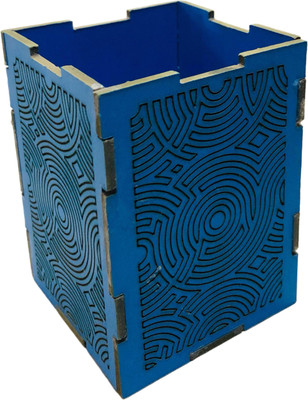 Gifwoods 1 Compartments wood Wooden Blue Pen Stand(Blue)