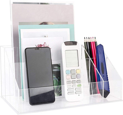Indian Decor 1 Compartments Acrylic Desk Organizer(CLEAR)