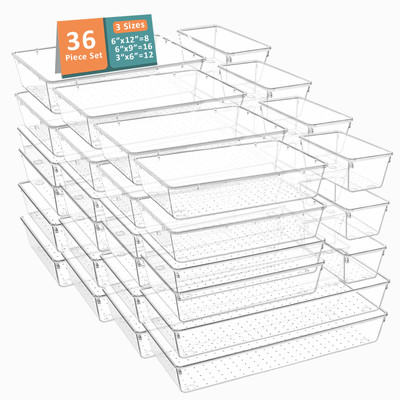KUBER INDUSTRIES 36 Compartments Plastic Drawer Organizers(Transparent)