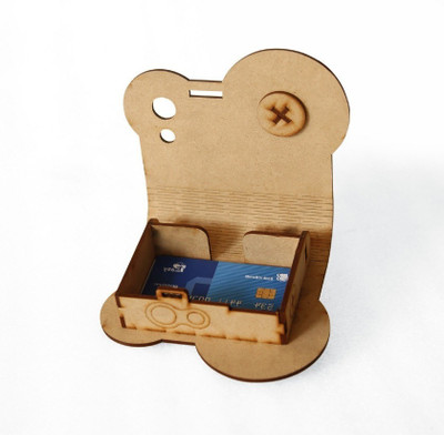 JAI SHRI 1 Compartments wooden card holder(Cream)