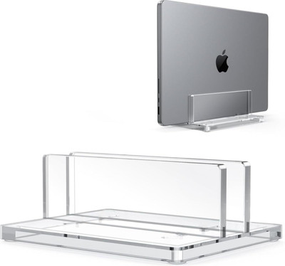 Ashani Creations 1 Compartments Acrylic Vertical Laptop Stand Holder Organizer for Table Desk Storage Holder(Transparent)