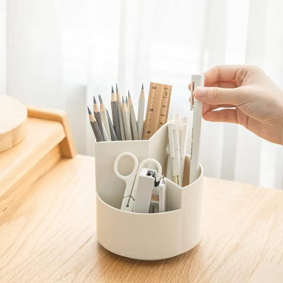 IMPRONOW 3 Compartments Plastic Pen & Pencil Holders(White)