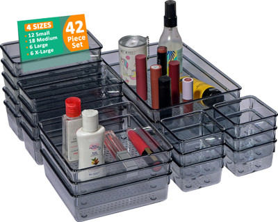 KUBER INDUSTRIES 42 Compartments Acrylic Desk Organiser(Black)
