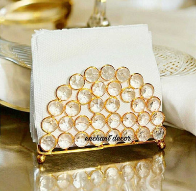 RSB Handicrafts 1 Compartments Metal Napkin Holder Stand(Golden)