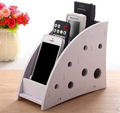 VAJIN 4 Compartments Engineered Wood Remote Stand(Multicolor)