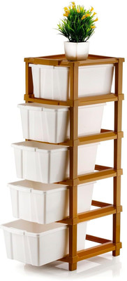 ELINZA 5 Compartments Plastic Multipurpose Drawer, Storage Organizer Home(White)