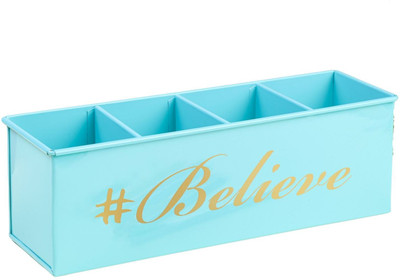 dudki 4 Compartments Stainless Steel Desk Organizer(Aqua)