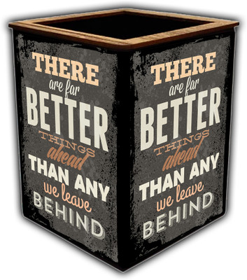 pnf 1 Compartments wooden Poster N Frames Colourful Wooden Pen Stand with Self Motivation Quotes-1174(Multicolor)