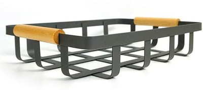 Indian Decor 1 Compartments Metal Desk Organizer(Black)