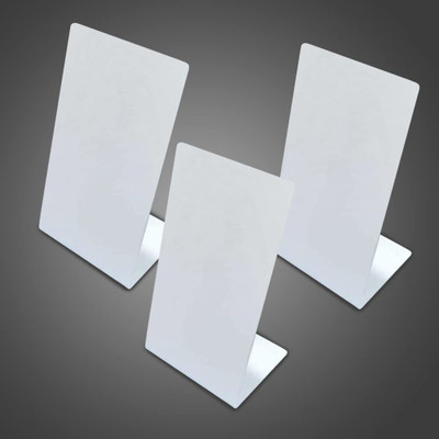 CPI 3 Compartments Acrylic A6 High Quality Bar code QR Code L Shape Display Stand (Pack of 3)(White)
