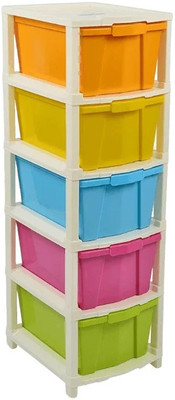 Pinkwhale 5 Compartments Plastic Modular Drawer(Multicolor)