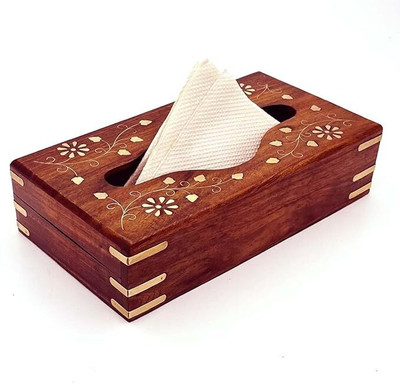 mtiban 1 Compartments Wooden Wooden tissue Box(Brown)