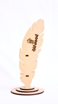 Gifwoods 1 Compartments Wood Feather Single Pen Holder(Beige)