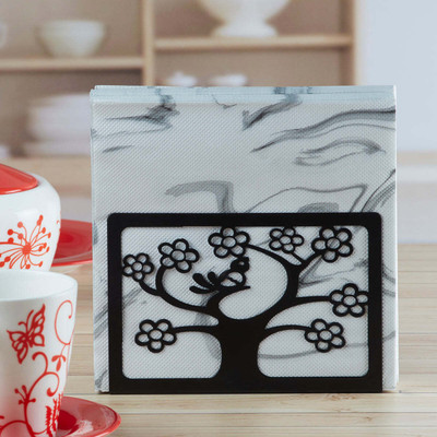 Kookee 1 Compartments Metal Tissue Paper Holder(Black)