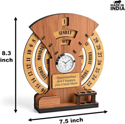 kgn emart 3 Compartments WOODEN WATCH CALENDAR(LIGHT BROWN)