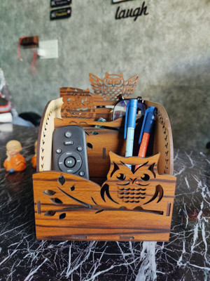 Brothers Creation 3 Compartments Wooden Desk Organizers(Brown)
