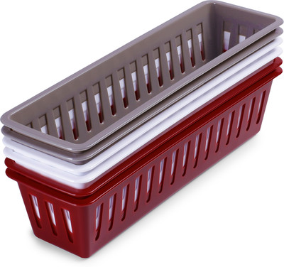 Comet 1 Compartments Polypropylene Drawer Organizers(Maroon, White, Grey)