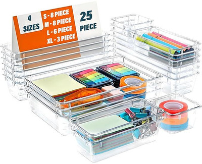 Lifewit 25 Compartments Plastic Drawer Organizer(Clear)