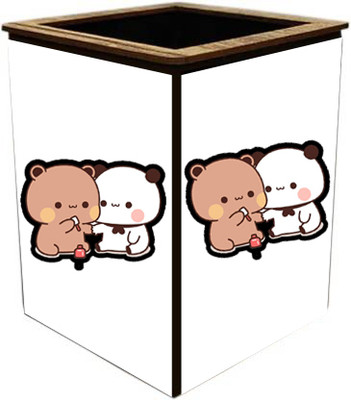 Ser Ak 1 Compartments Wood Pen Stand(White)