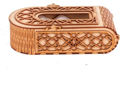 LAKHAJI 1 Compartments wooden tissue holder(Brown)
