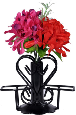 D&V ENGINEERING 2 Compartments metal Remote Holder/Remote Stand with Heart Shaped(Matte black)