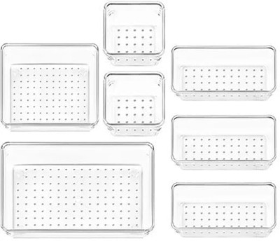 KUBER INDUSTRIES 7 Compartments Acrylic Desk Organizers(Transparent)