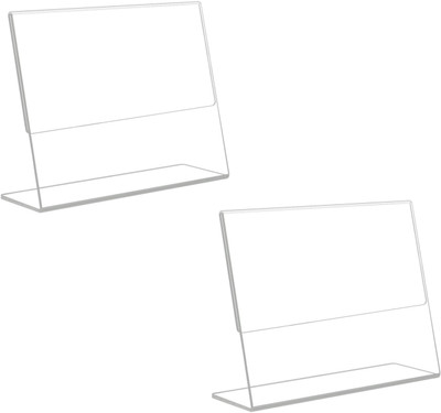 Parikshit Sublimation 1 Compartments Acrylic photo 2pc display stand for shop exhibition paper holder table top photo frame A6 size(Transparent, Clear)