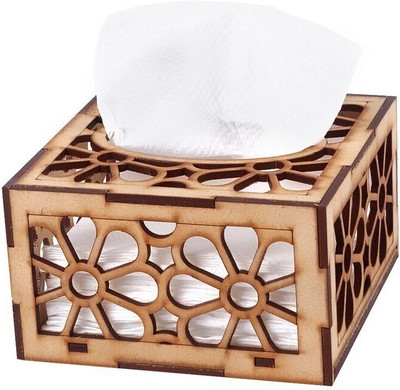 PRIYANSHM IMPEX 1 Compartments wooden tissue holder(Brown)