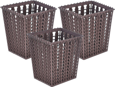 KUBER INDUSTRIES 3 Compartments Plastic Pen Holder(Brown)