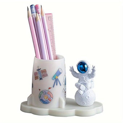 Street27 1 Compartments Plastic Pen Stand(Blue, White)